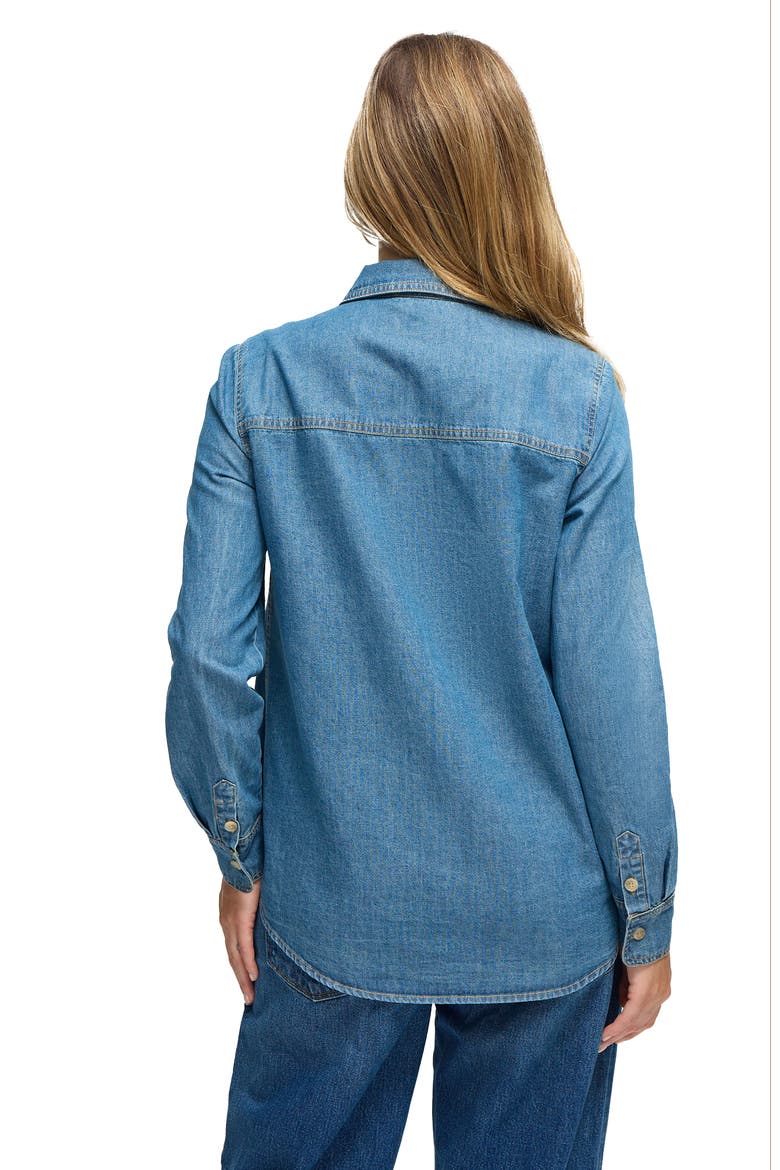 Maternity Denim Button Down, Alternate, color, Med Wash