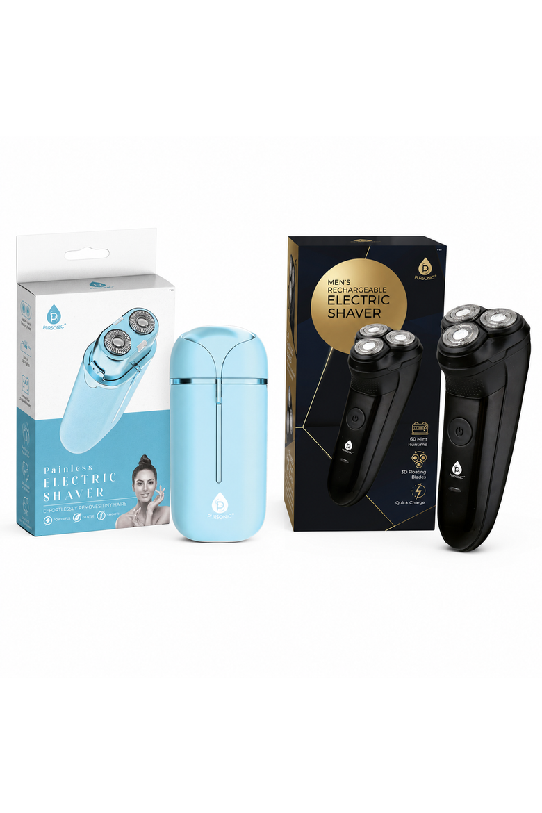 His & Her Shavers - Men’s Electric Shaver & Women’s Painless Facial Shaver, Main, color, Multicolor