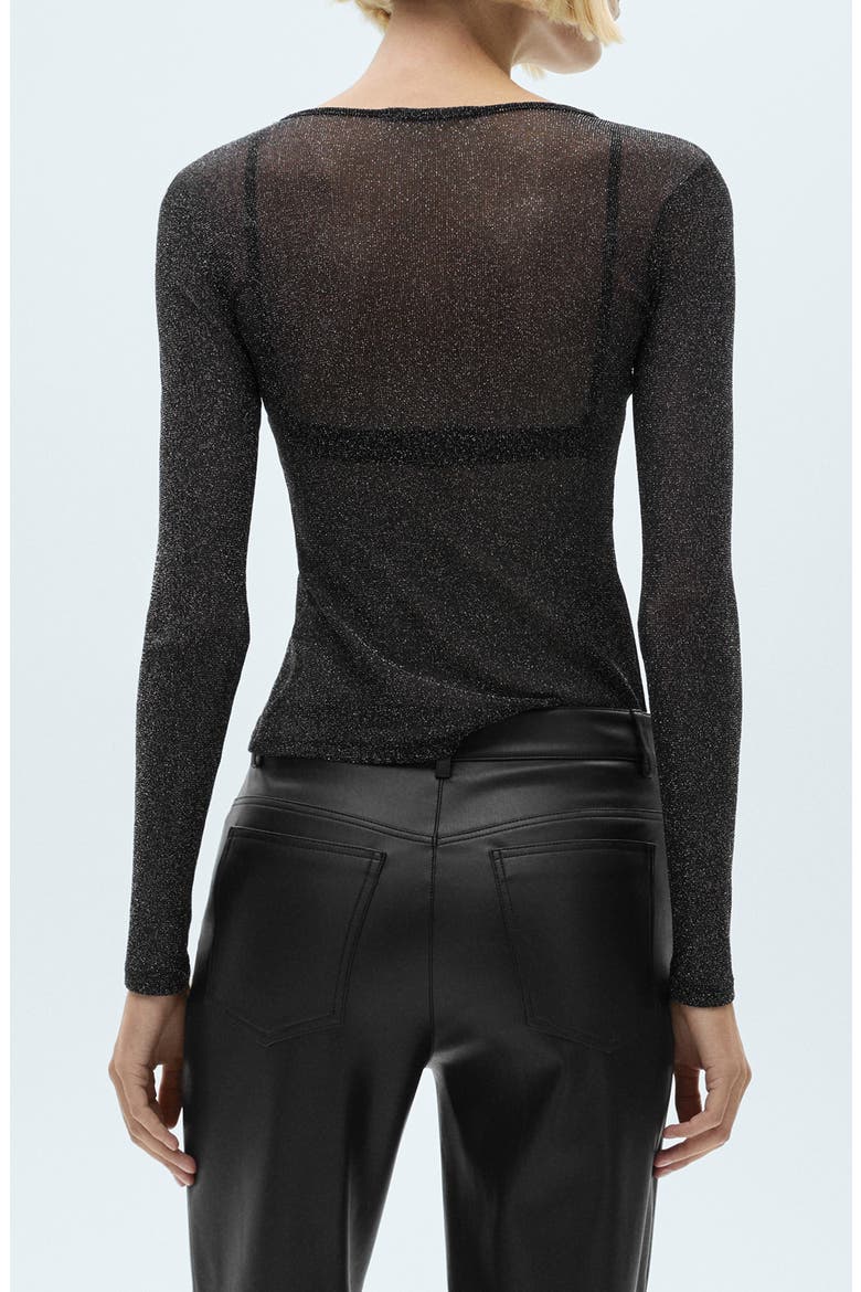 Sheer Metallic Top, Alternate, color, BLACK
