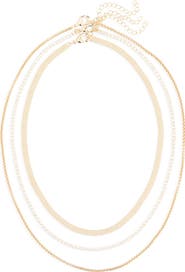 NORDSTROM RACK Set of 3 Mesh, Box Chain & Cubic Zirconia Tennis Necklaces