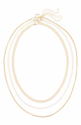 Set of 3 Mesh, Box Chain & Cubic Zirconia Tennis Necklaces