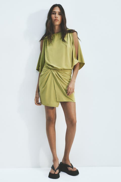 Draped Cold-shoulder Dress