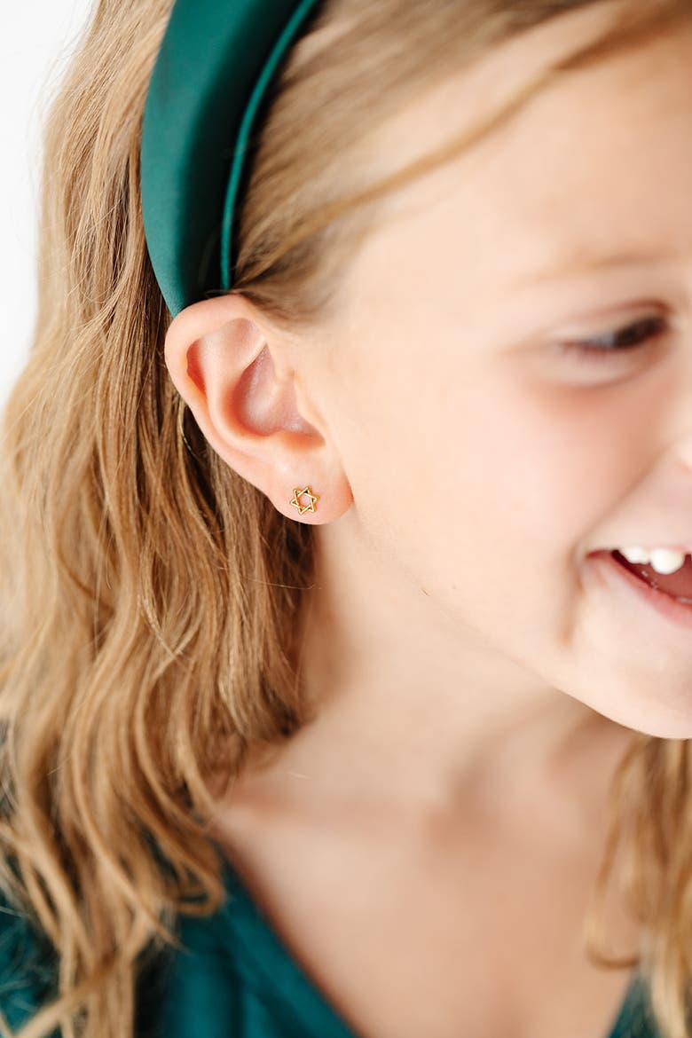 Girls' Star Of David Flatback Stud Hypoallergenic Earrings, Alternate, color, Gold