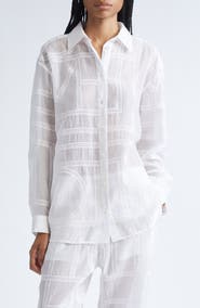 TOTEME Embroidered Organic Cotton & Silk Monogram Oversize Button-Up Shirt