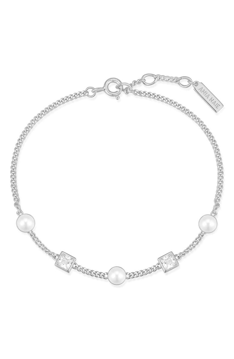ANIA HAIE Cultured Pearl & Cubic Zirconia Station Bracelet, Alternate, color, 