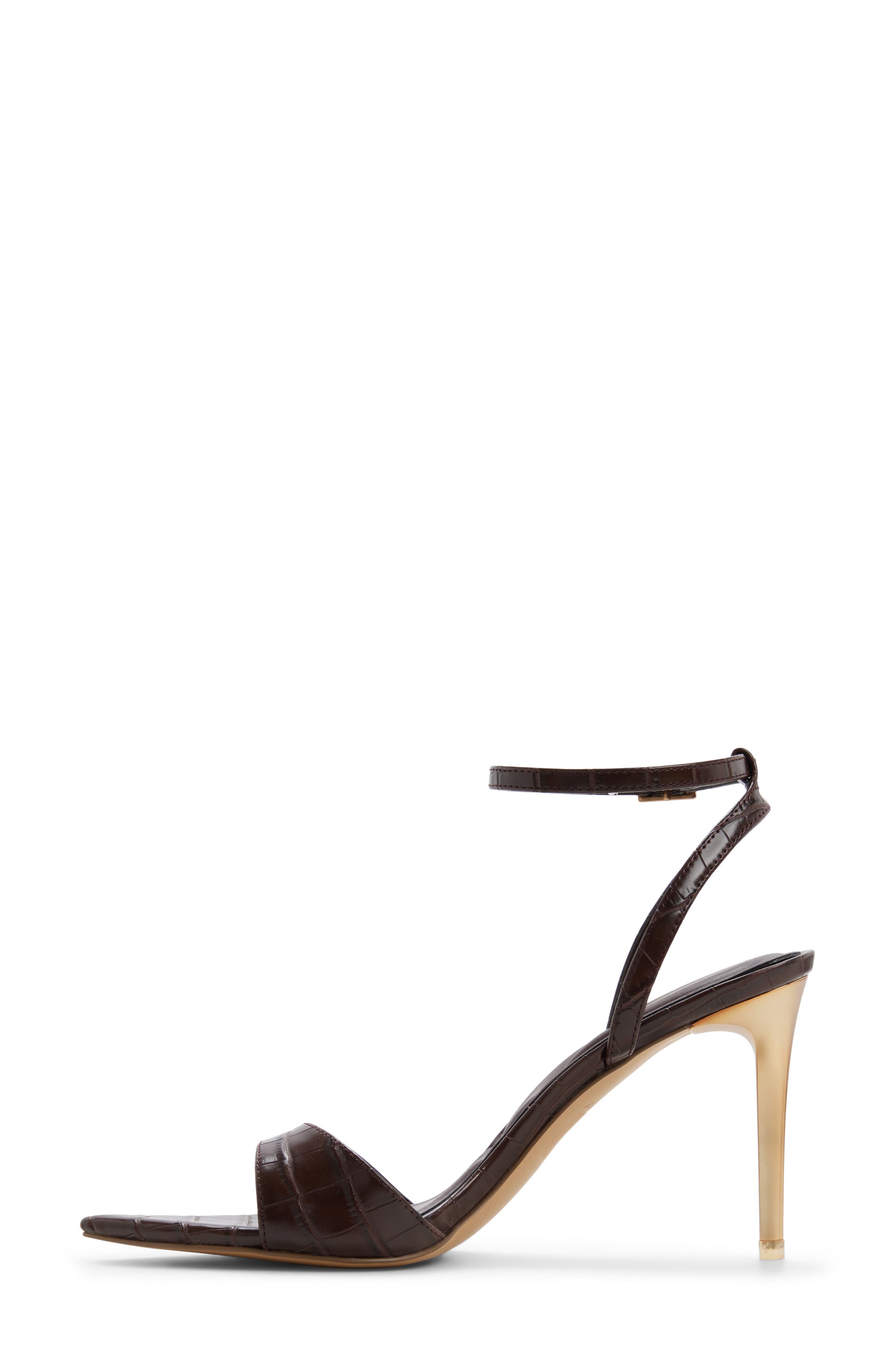 Leandra Ankle Strap Pointed Toe Sandal, Alternate, color, DARK BROWN