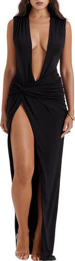 HOUSE OF CB Larelle Plunge Neck Gown | Nordstrom
