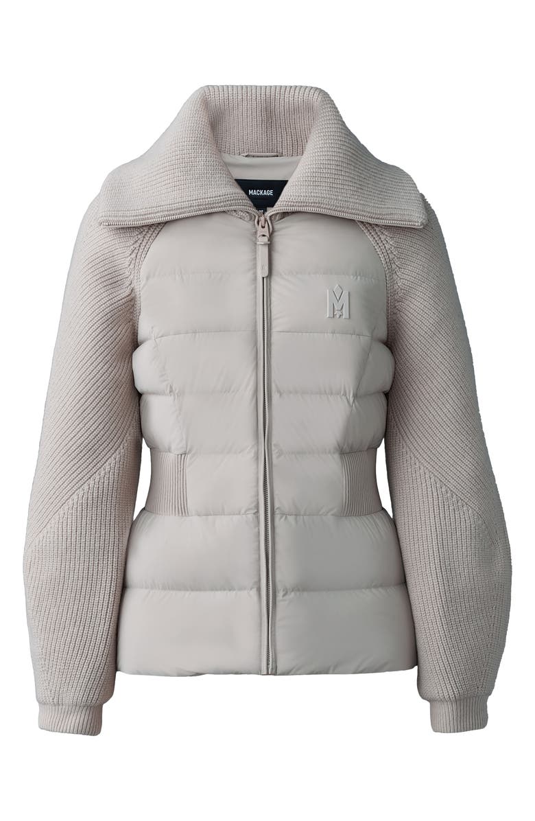 Mackage Foxy Mixed Media Quilted Down Jacket, Alternate, color, Trench