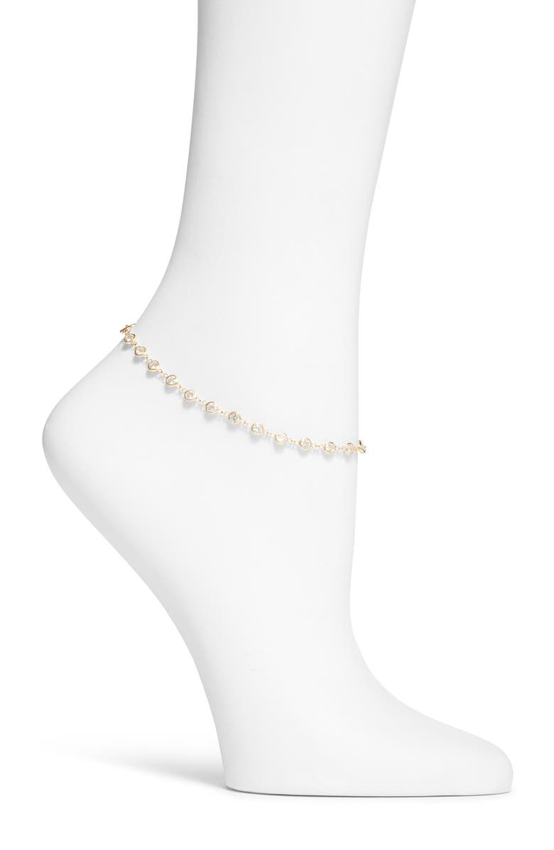 SHYMI Cubic Zirconia Bezel Anklet, Main, color, Gold/ White