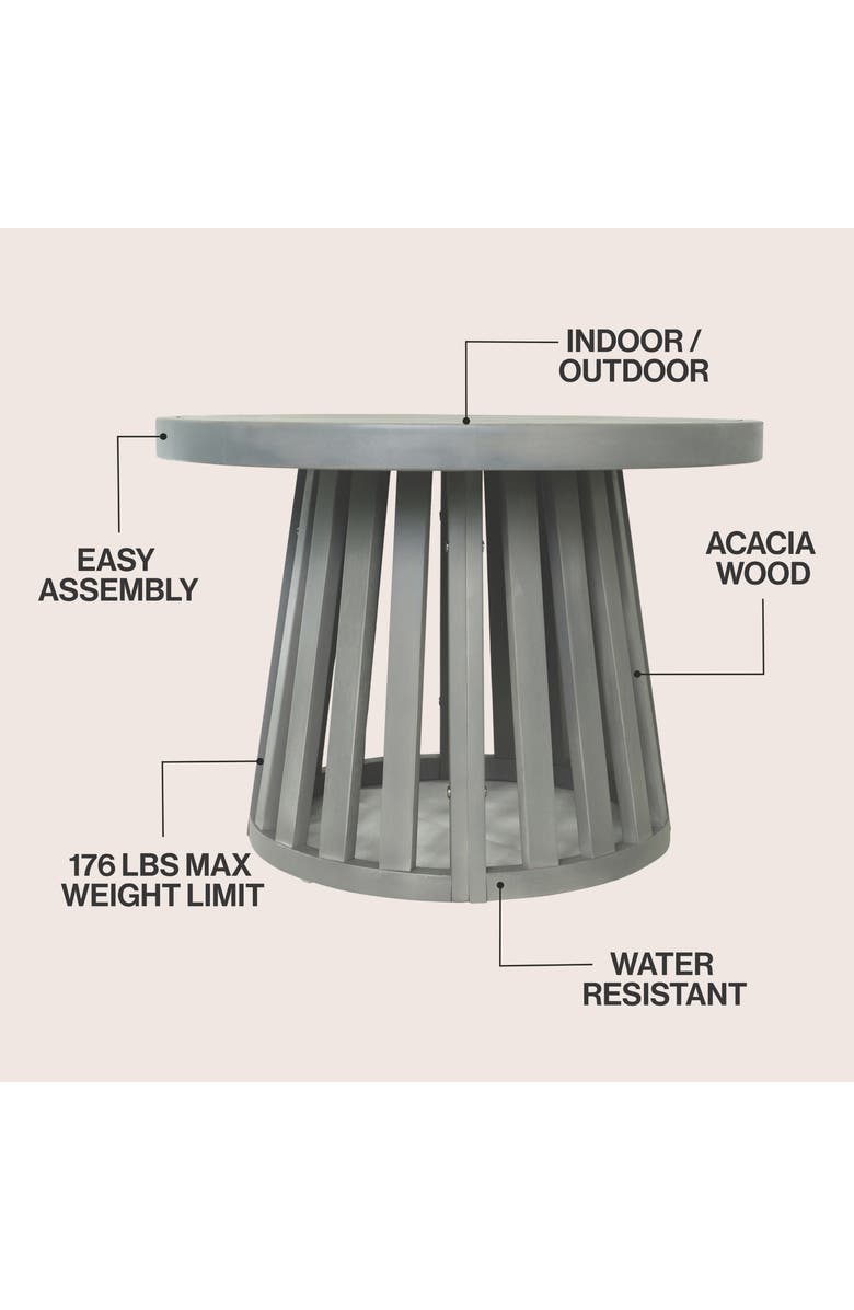 JONATHAN Y Solanya 27.5" Modern Coastal Acacia Wood Indoor/Outdoor Pedestal Base Round Coffee Table, Alternate, color, Gray Wash