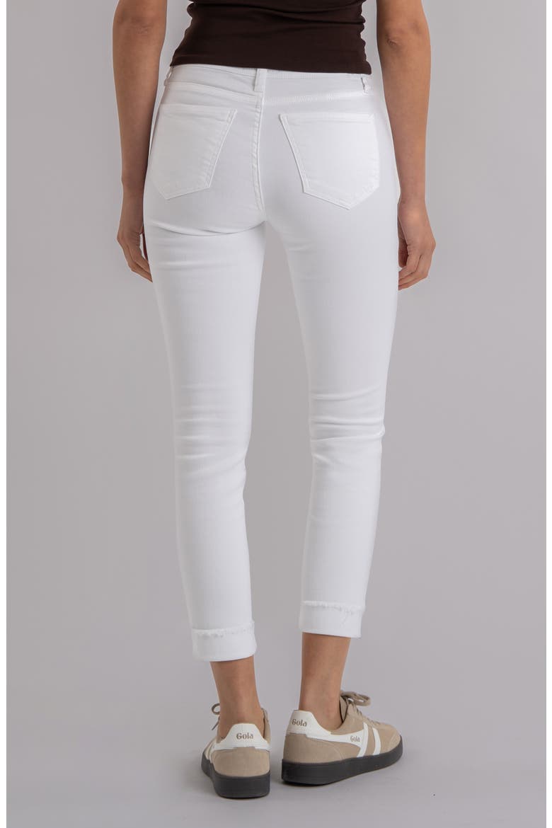 Amy Frayed Mid Rise Crop Slim Straight Leg Jeans, Alternate, color, OPTIC WHITE