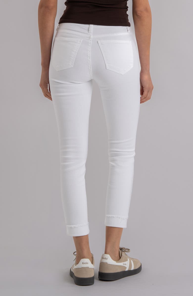 KUT from the Kloth Amy Frayed Mid Rise Crop Slim Straight Leg Jeans, Alternate, color, Optic White