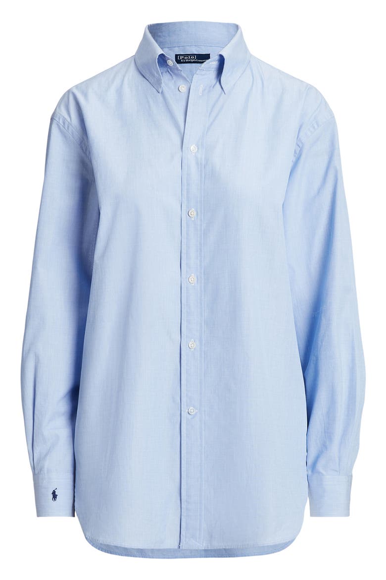 Cotton Poplin Button-Down Shirt, Alternate, color, CLASSIC MEDIUM BLUE