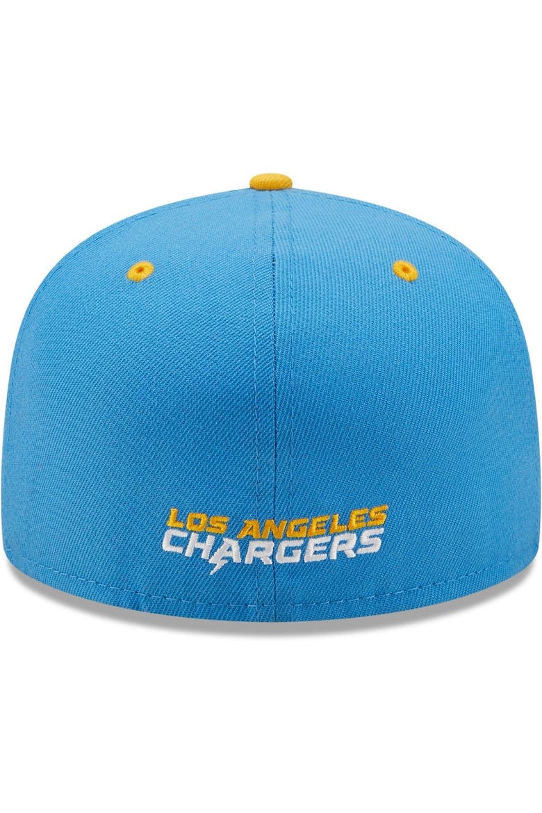 Men's New Era Powder Blue/Gold Los Angeles Chargers Flipside 59FIFTY Fitted Hat, Alternate, color, Blue
