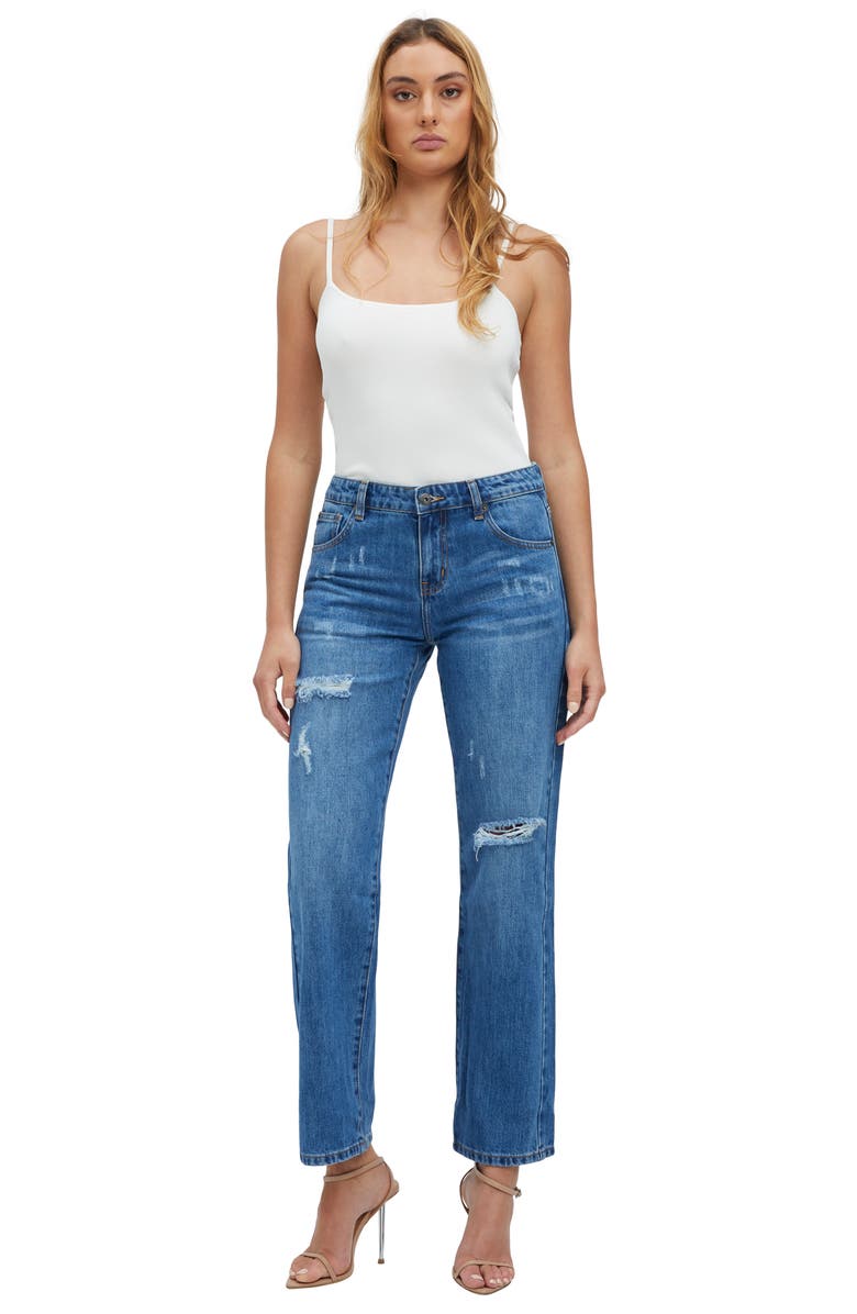 Bardot Lola Distressed Straight Leg Jeans, Alternate, color,