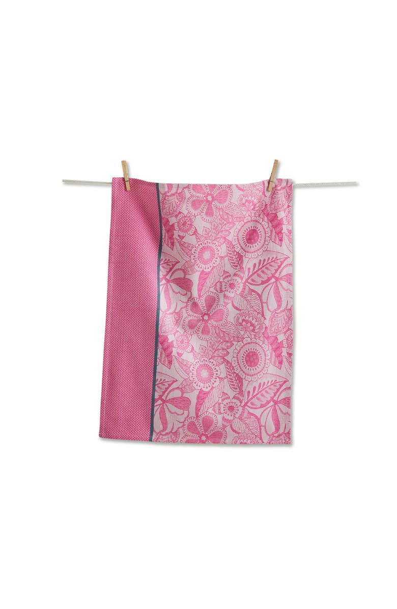 tag Jacqura Elodie Jacquard Tea Towel Pink Kitchen Towel Set, Main, color, Pink