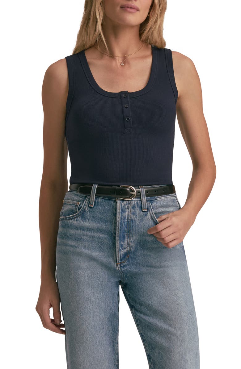 Favorite Daughter The Rib Henley Tank, Main, color, Navy