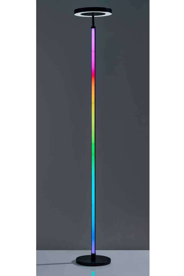 Luther RGB Color Changing Torchiere Floor Lamp, Alternate, color, BLACK