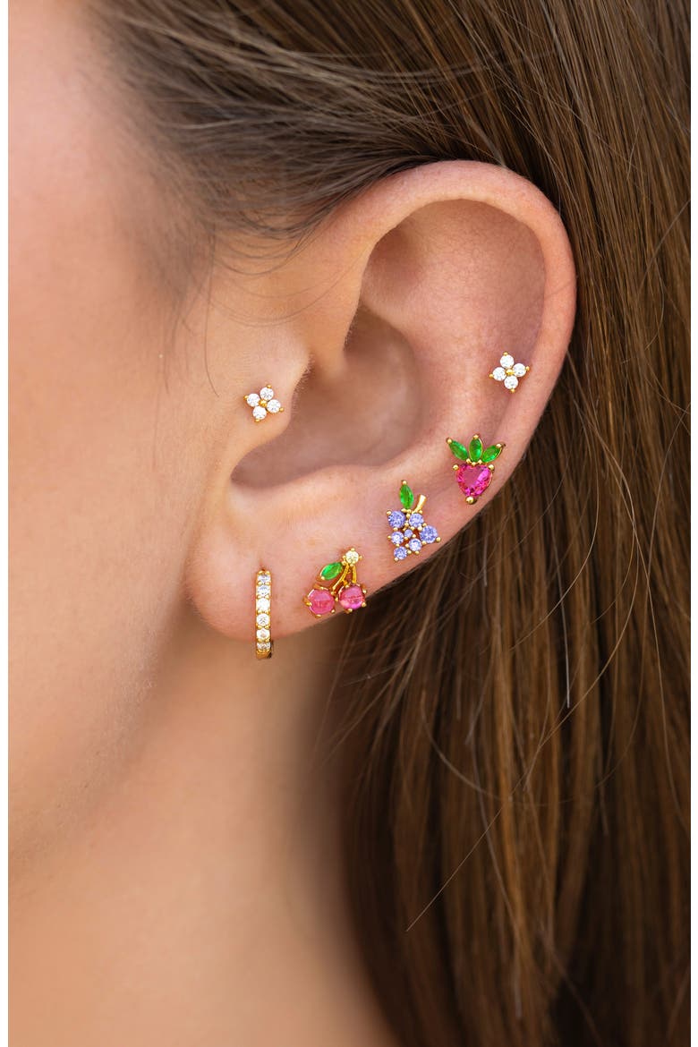Cherry Stud Earrings, Alternate, color, GOLD
