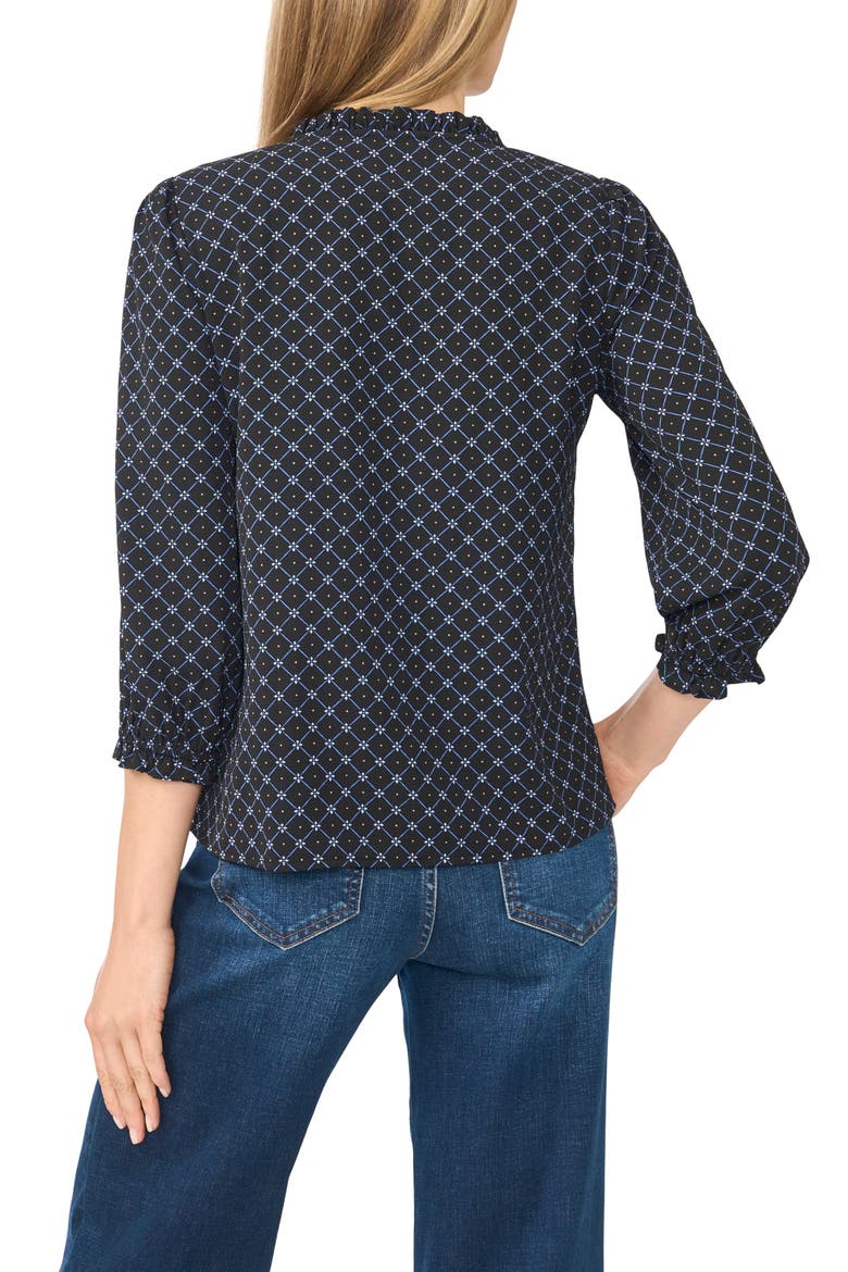 Print Ruffle Top, Alternate, color, RICH BLACK