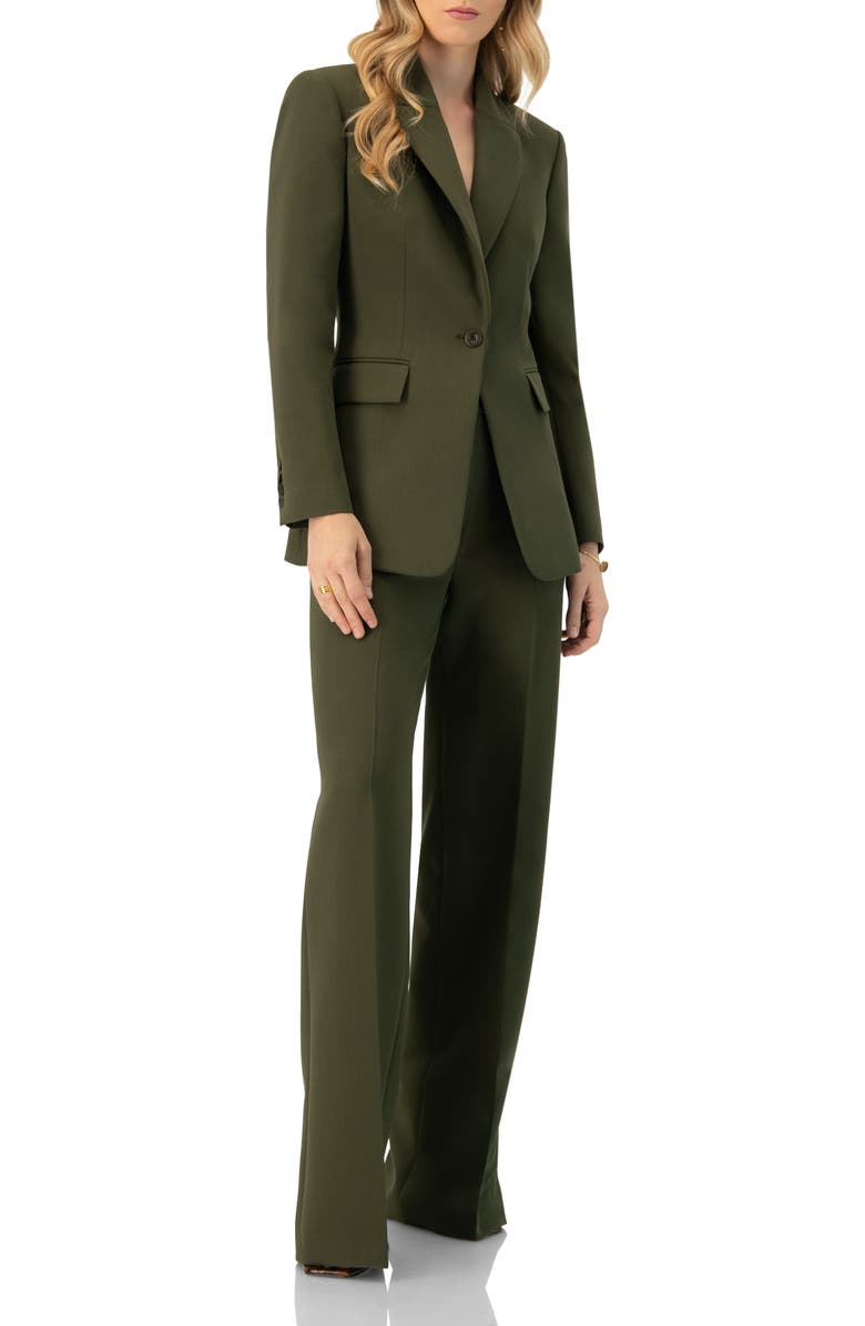 IVONNE Single-Breasted Blazer With Front Flap Pockets, Alternate, color, Green