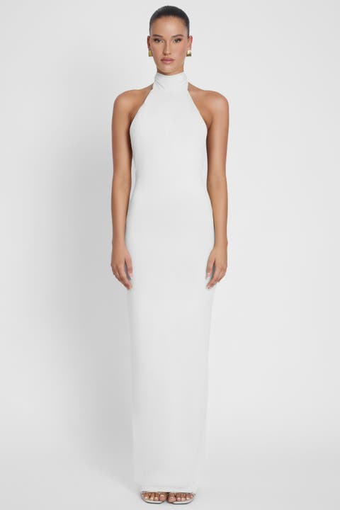 white dress high neckline Selene Neck Mini - Fully lined Mandalay High Neck Long Sleeve
