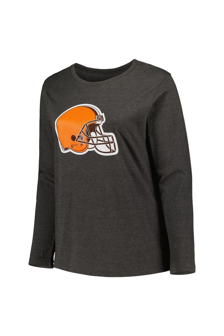Women's Fanatics Branded Charcoal Cleveland Browns Plus Size Primary Logo Long Sleeve T-Shirt, Alternate, color, Charcoal
