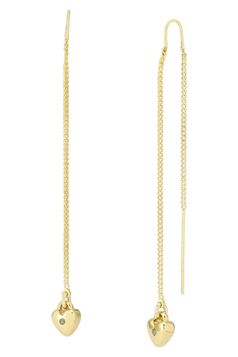 Heart Threader Earrings, Alternate, color, GOLD