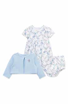 Little Me Trellis Dress, Cardigan & Bloomers Set