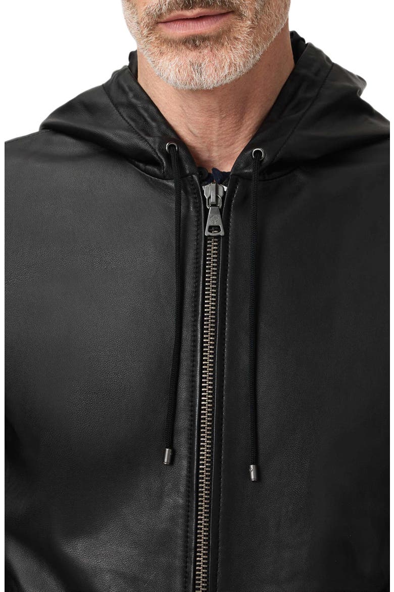 Niko Leather Hoodie, Alternate, color, BLACK