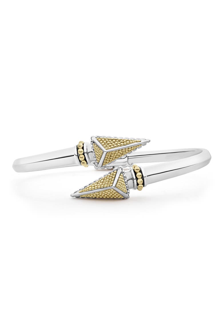 KSL Two-Tone Pyramid Cross Bangle, Main, color, SILVER