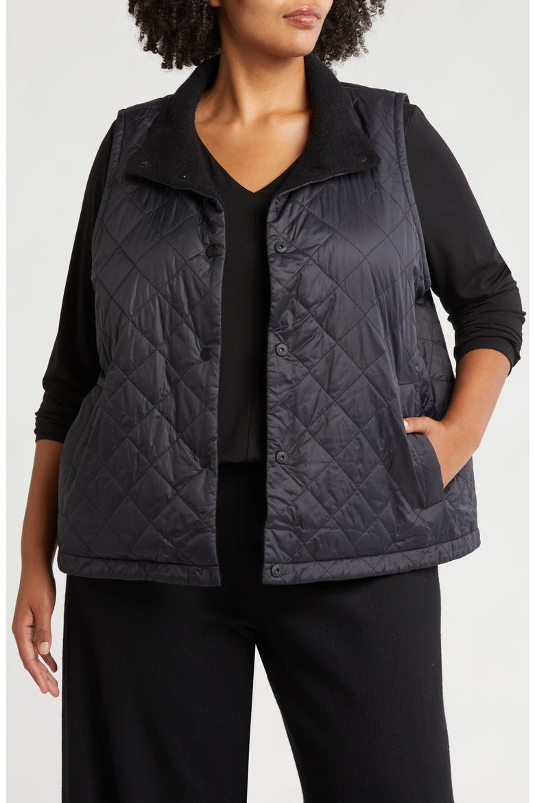 Reversible Quilted Vest, Main, color, BLACK