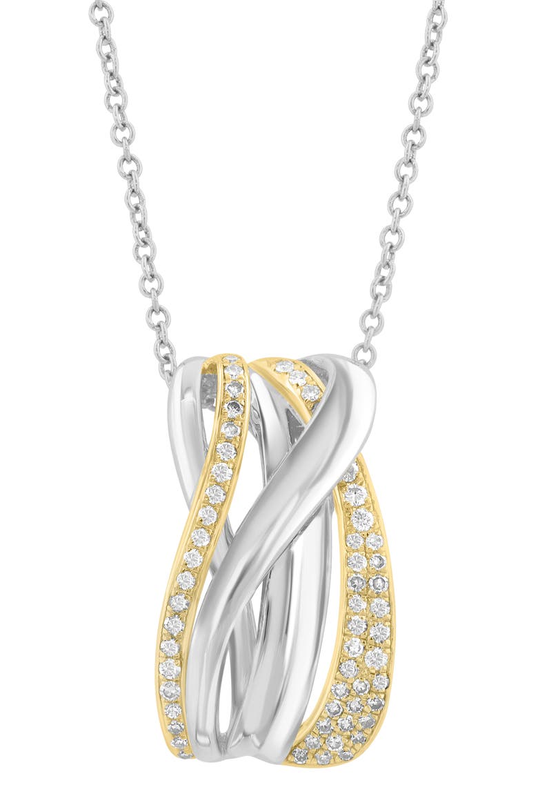 Two-Tone Diamond Swirl Pendant Necklace, Alternate, color, GOLD