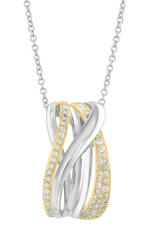 Effy Two-tone Diamond Swirl Pendant Necklace In Metallic