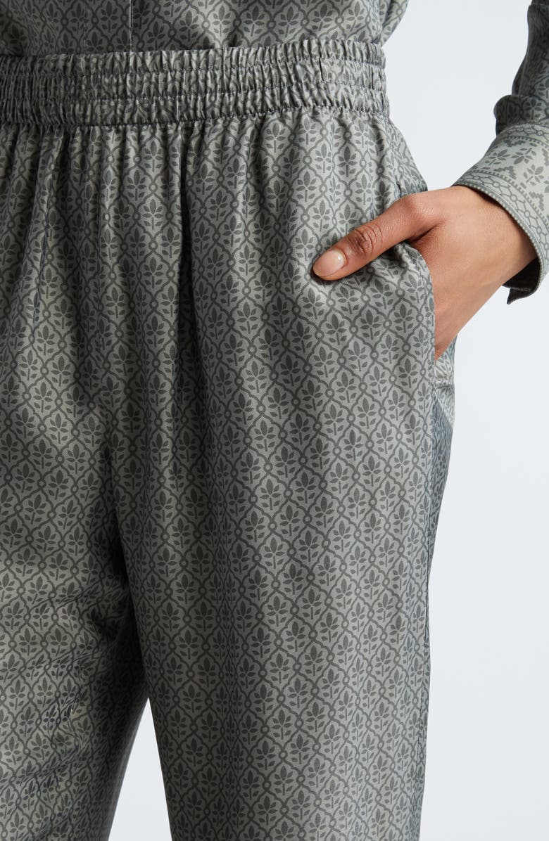 Golden Goose Journey Floral Print Relaxed Wide Leg Pants, Alternate, color, Moon Mist