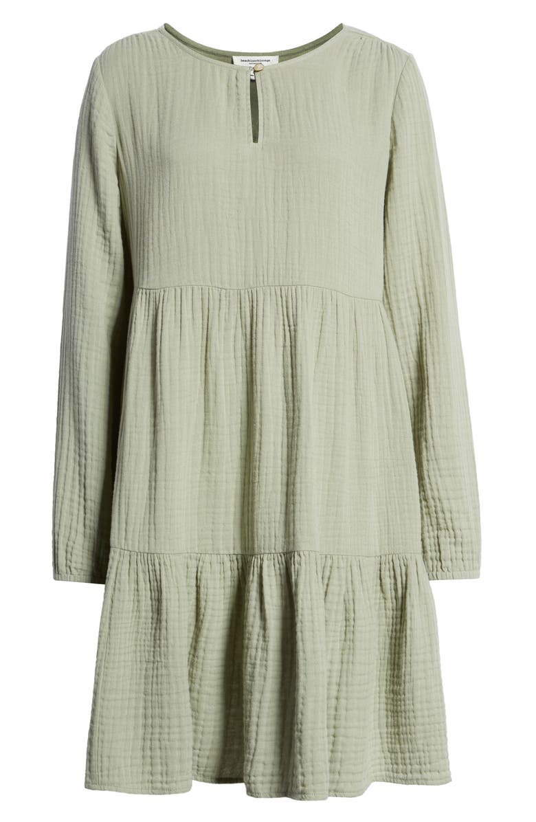 beachlunchlounge Cate Long Sleeve Tiered Cotton Gauze Dress, Alternate, color,