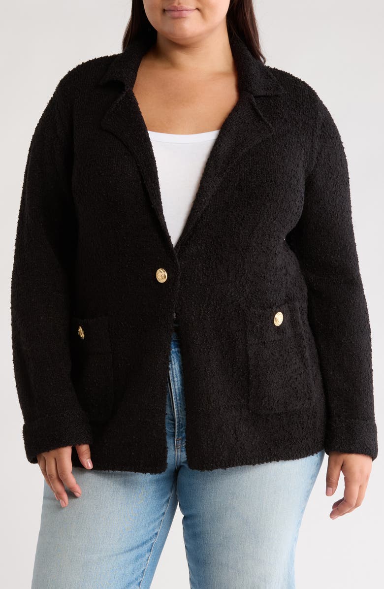 BY DESIGN River Bouclé Knit Cardigan, Main, color, Black