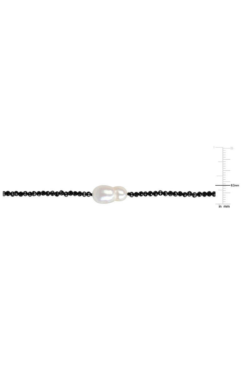Black Spinel & Cultured Pearl Station Necklace, Alternate, color, BLACK