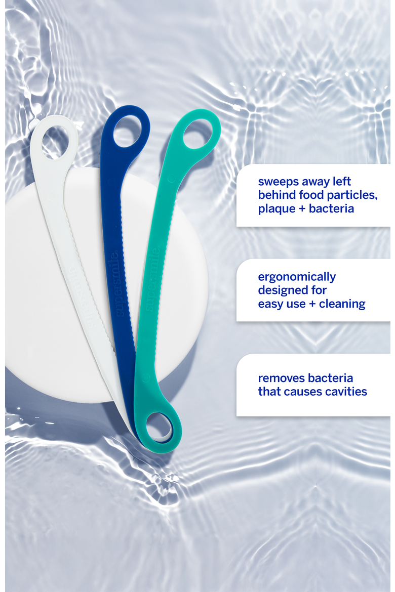 Ripple Edge Tongue Cleaner Trio, Alternate, color, White