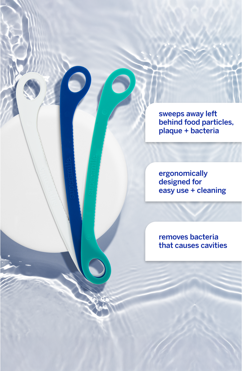 Supersmile Ripple Edge Tongue Cleaner Trio, Alternate, color, White