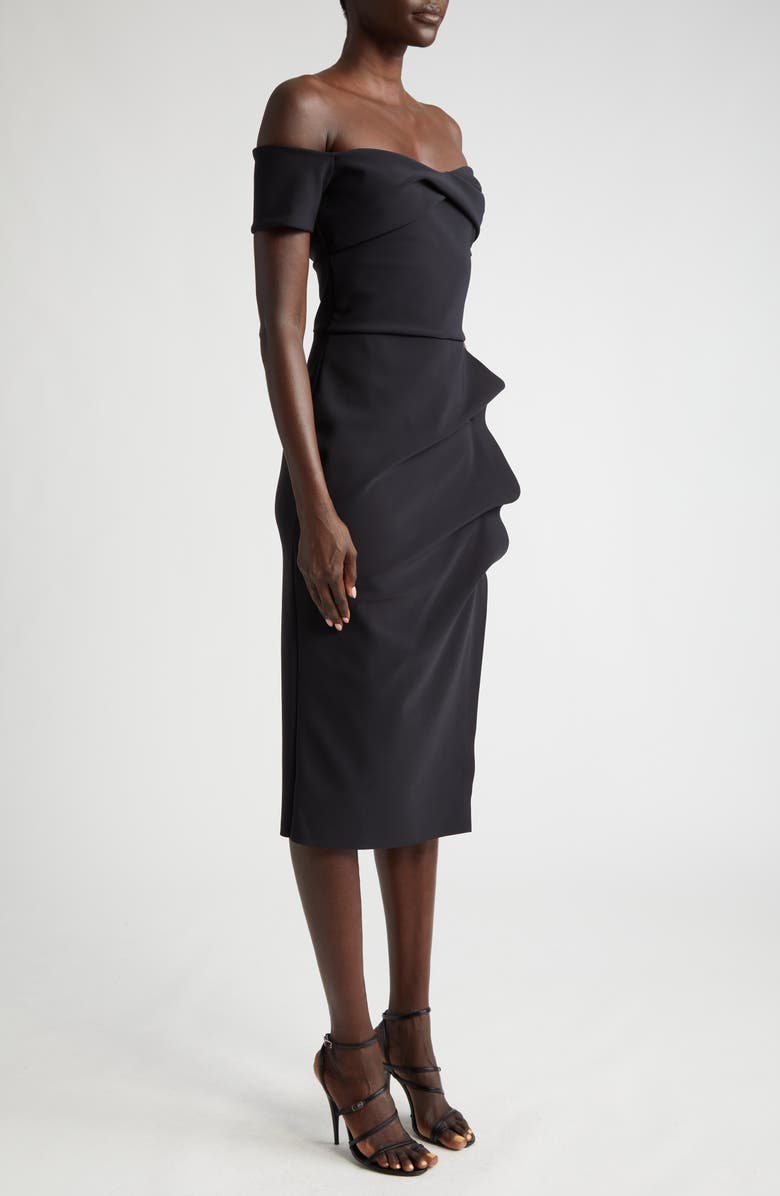 Chiara Boni La Petite Robe Selandre Off the Shoulder Sheath Cocktail Dress, Alternate, color, 37 Black