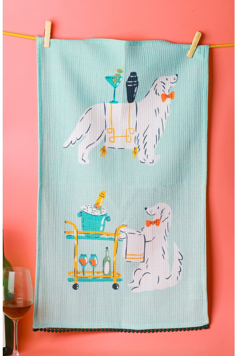 Cocktail Hour Set of 3 Kitchen Towels, Alternate, color, HUNTER GREEN/ AQUA/