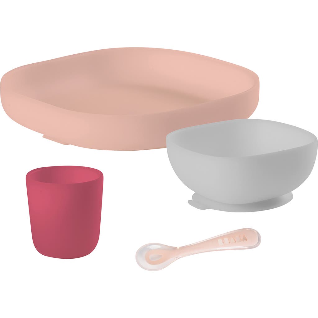 BEABA 4-Piece Silicone Suction Baby Feeding Set in Pink  product