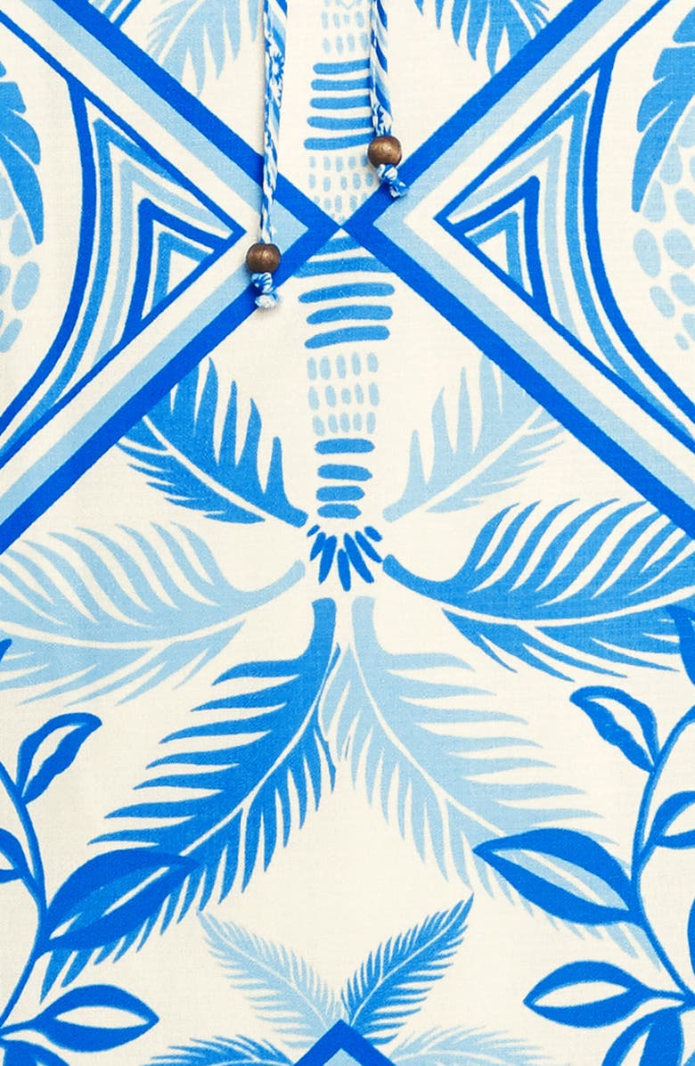 FLYING TOMATO Tie Keyhole Puff Sleeve Minidress, Alternate, color, Ivory Blue