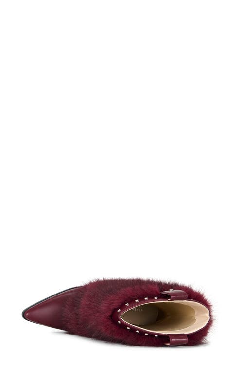 Azalea Wang Violetta Faux Fur Western Bootie In Burgundy