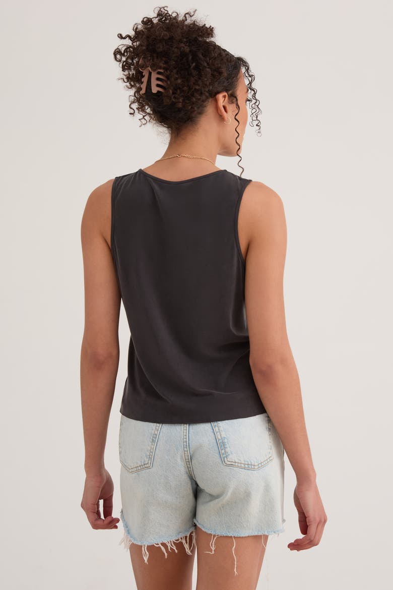 The Cupro Button Front Tank, Alternate, color, INK