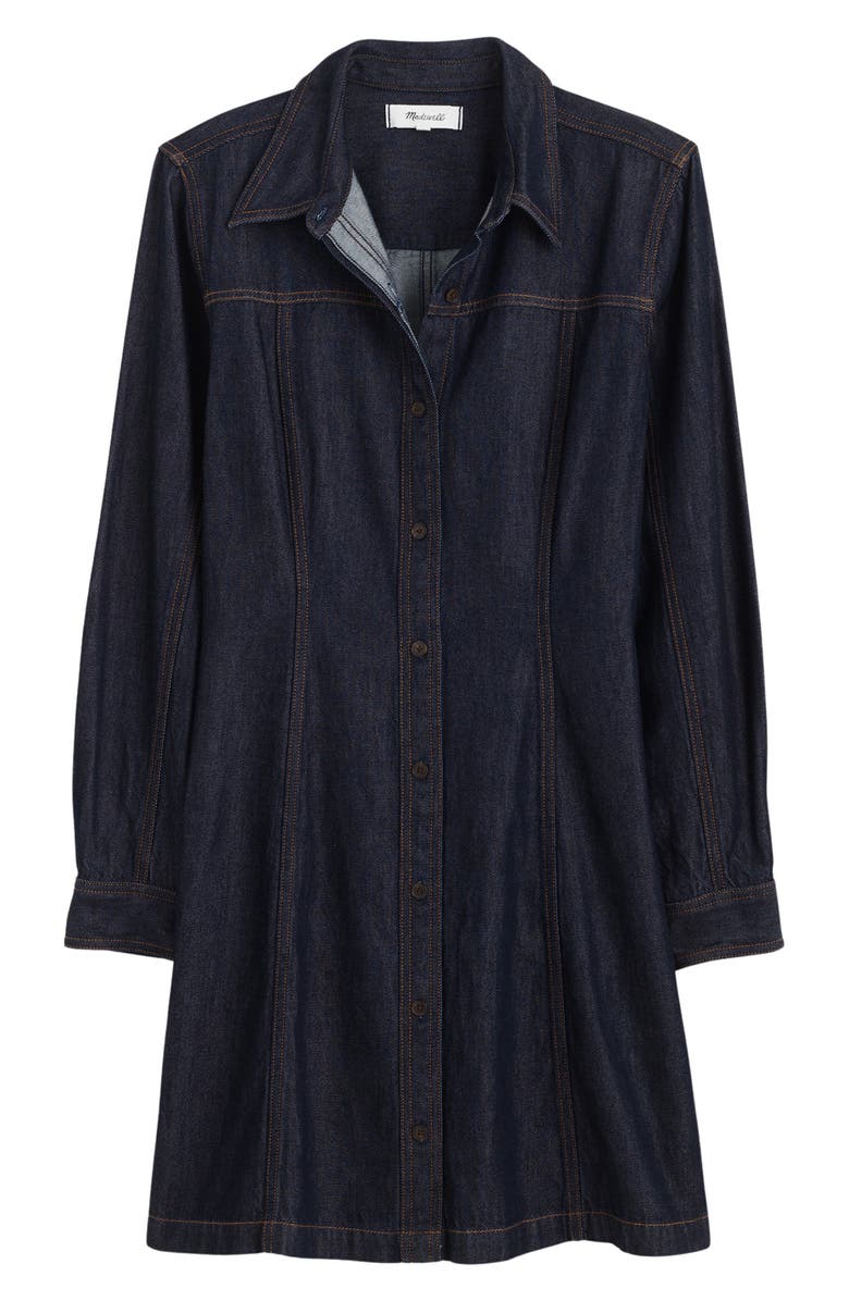 Madewell Seamed Long Sleeve Airy Denim Shirtdress, Alternate, color, Rinse Wash