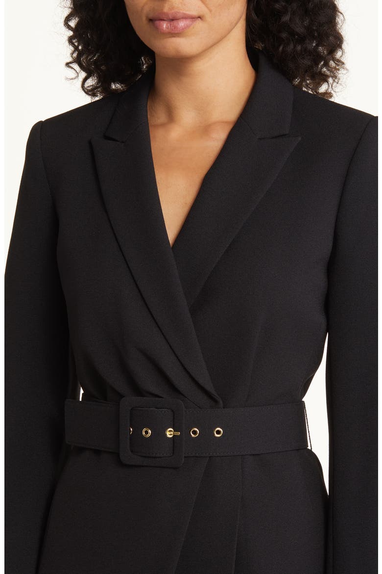 Peak Lapel Belted Blazer & Pants Set, Alternate, color, BLACK