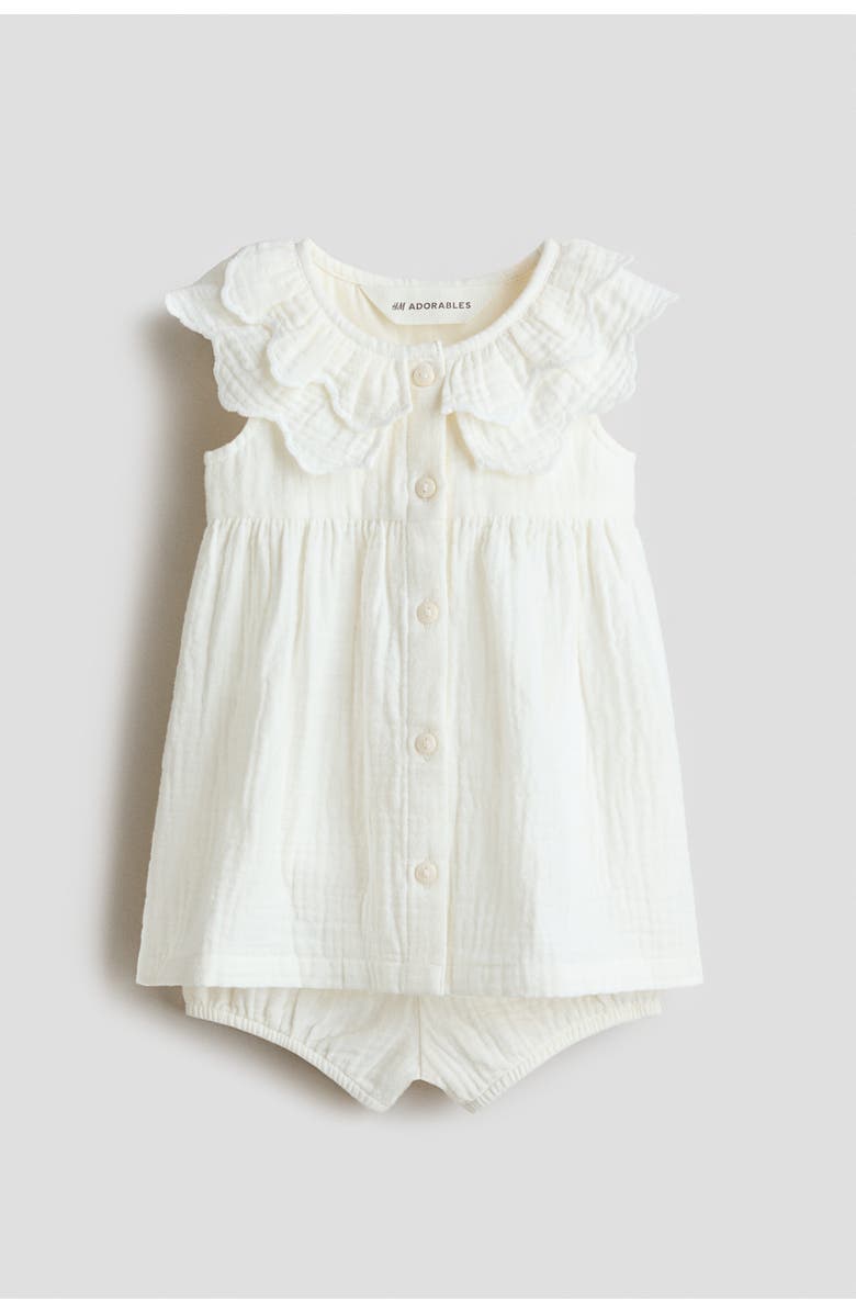 H&M 2-piece Printed Cotton Set, Main, color, Cream