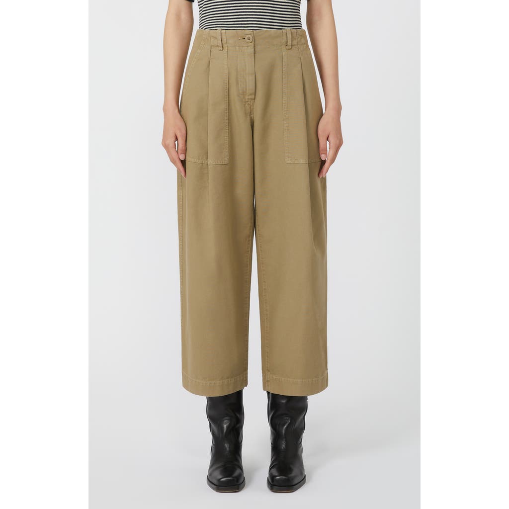 Weekend Max Mara Vista Crop Cotton Wide Leg Pants In Brown